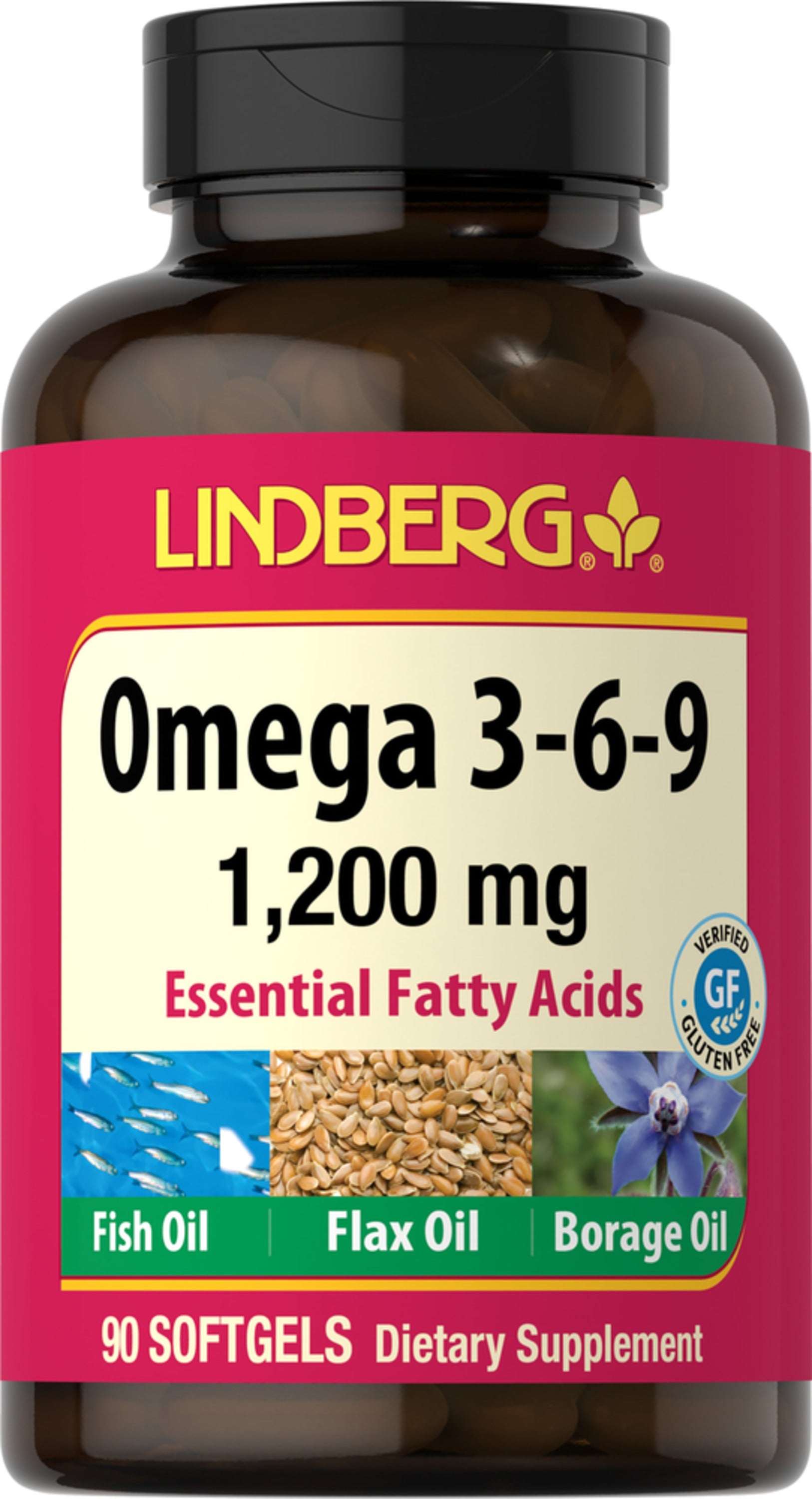 Omega 3 6 9 Fish Flax Borage 1200 mg 90 Softgels