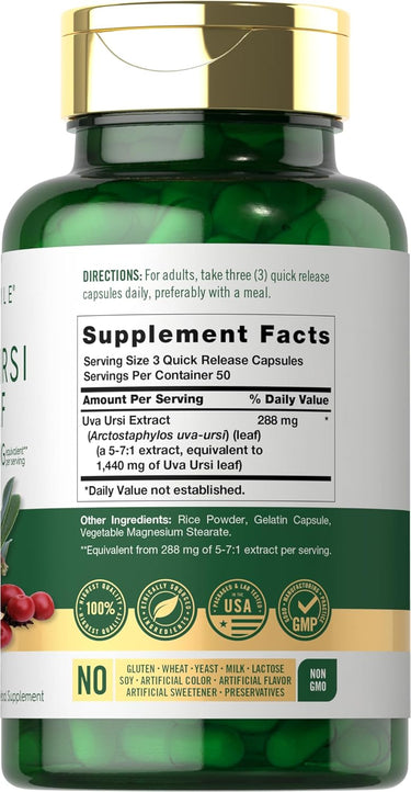 Uva Ursi Leaf (Bearberry), 1440 mg (per serving), 150 Quick Release Capsules