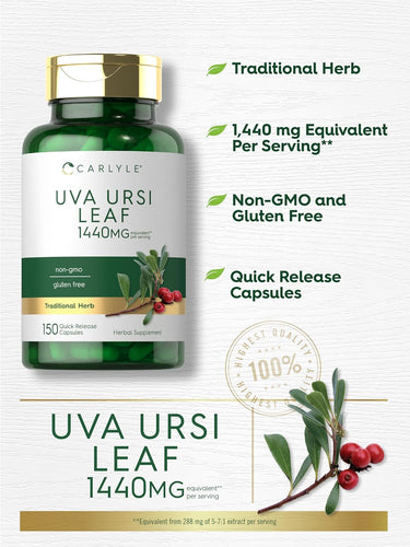 Uva Ursi Leaf (Bearberry), 1440 mg (per serving), 150 Quick Release Capsules