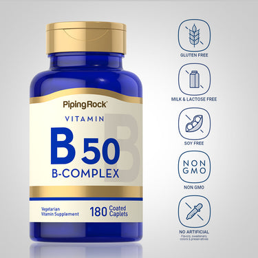 B-50 Vitamin B Complex, 180 Coated Caplets