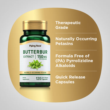 Butterbur Extract, 150 mg (per serving), 120 Quick Release Capsules