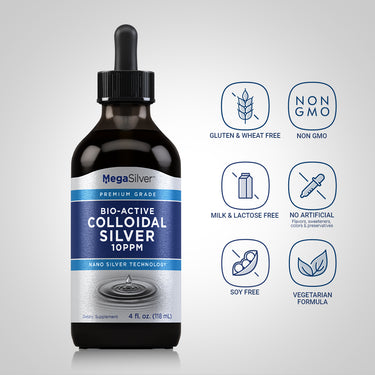 Colloidal Silver Liquid 10 ppm, 4 fl oz (118 mL) Bottle
