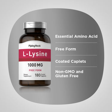 L-Lysine (Free Form), 1000 mg, 180 Coated Caplets
