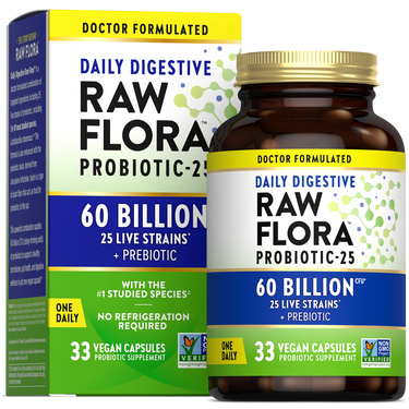 Probiotic 25 Strains 60 Billion plus Prebiotic, 33 Vegan Capsules