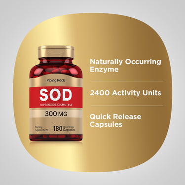 SOD Superoxide Dismutase 2400 Units, 300 mg, 180 Quick Release Capsules