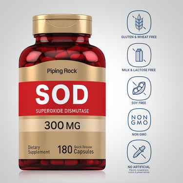 SOD Superoxide Dismutase 2400 Units, 300 mg, 180 Quick Release Capsules