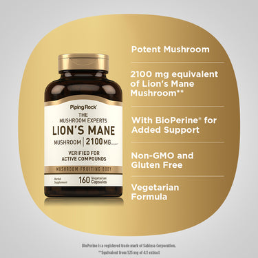 Super Lion's Mane Mushroom, 2100 mg, 160 Vegetarian Capsules