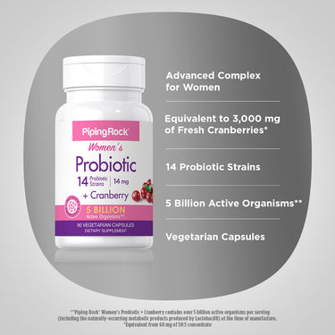Women’s Probiotic 14 Strains 5 Billion Organisms plus Cranberry, 90 Vegetarian Capsules