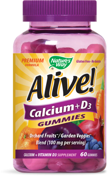 Alive! Calcium + D3 Gummies, 500 mg, 60 Gummies