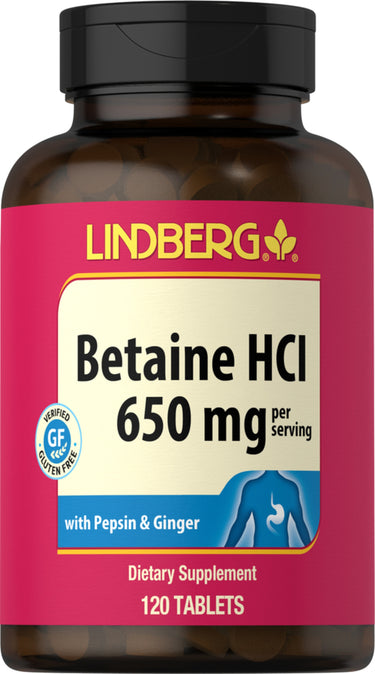 Betaine HCl 650 mg with Pepsin & Ginger, 120 Tablets