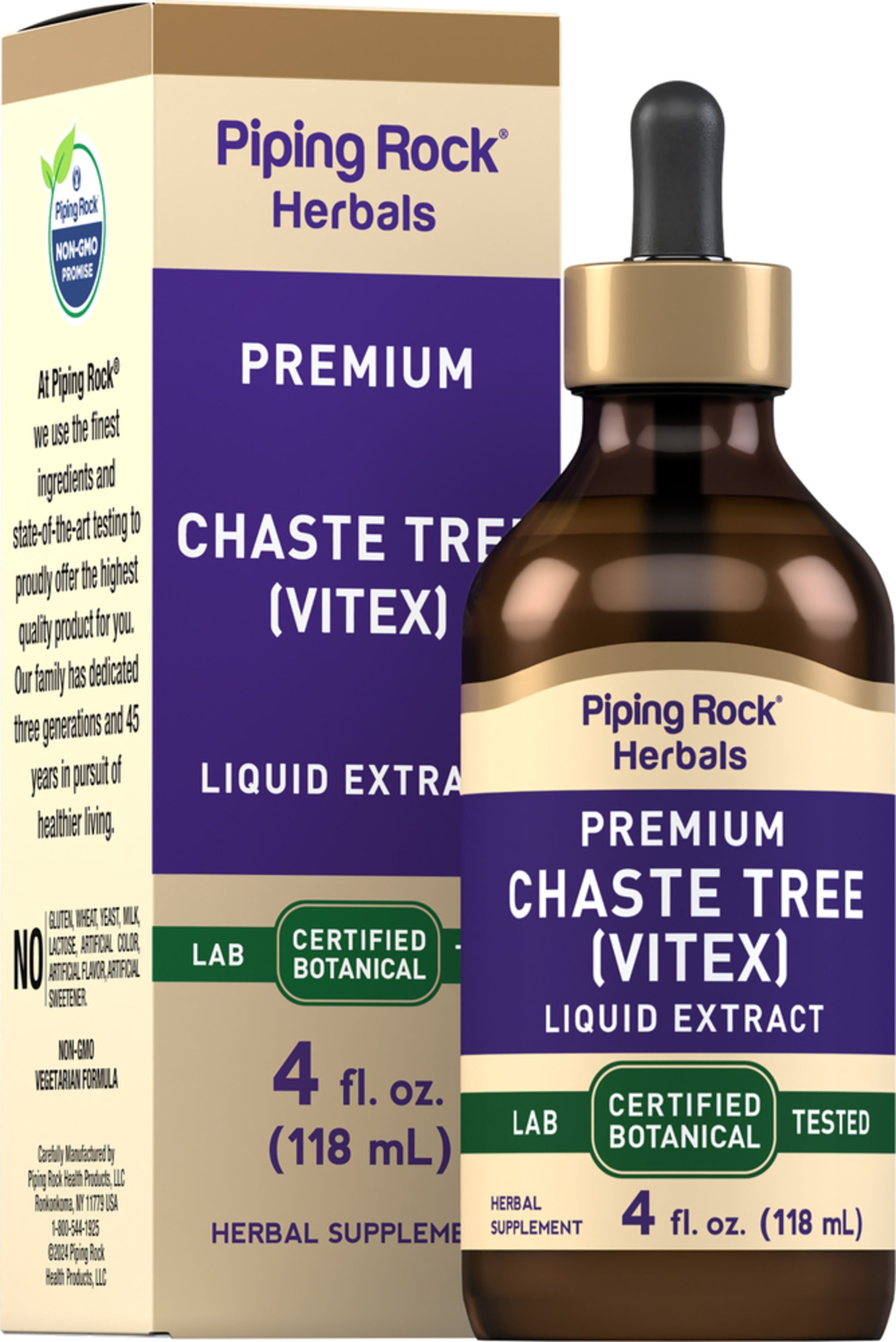 Chaste Tree Berry (Vitex) Liquid Extract  Alcohol Free, 4 fl oz (118 mL) Dropper Bottle