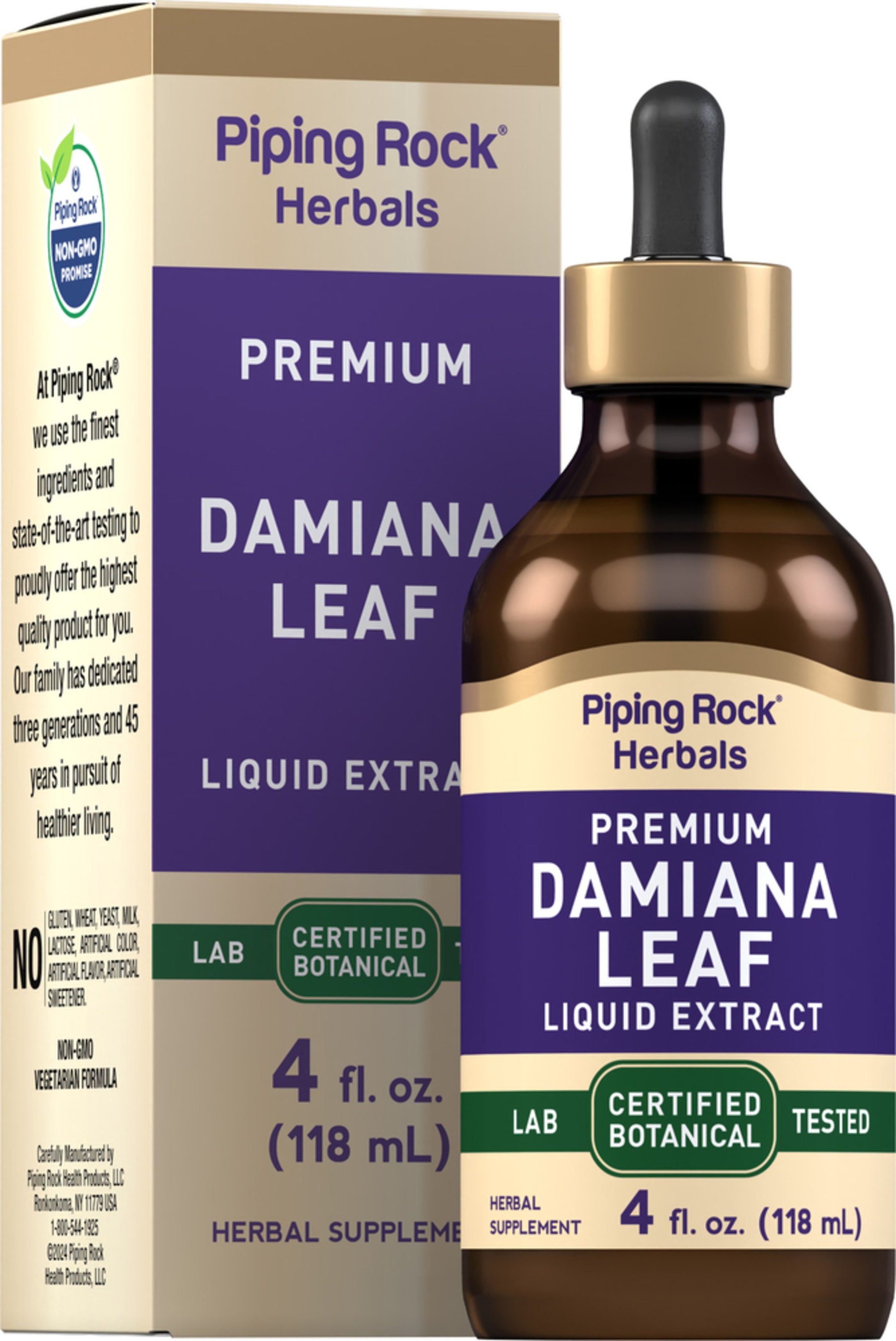 Damiana Leaf Liquid Extract Alcohol Free, 4 fl oz (118 mL) Dropper Bottle