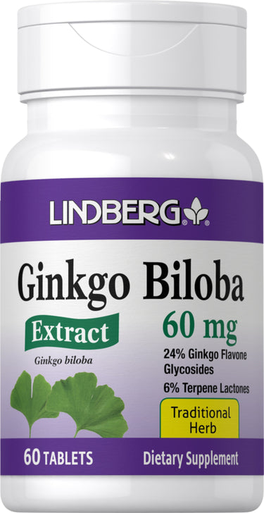 Ginkgo Biloba Standardized Extract, 60 mg, 60 Tablets