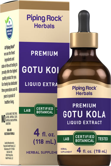 Gotu Kola Liquid Extract Alcohol Free, 4 fl oz (118 mL) Dropper Bottle