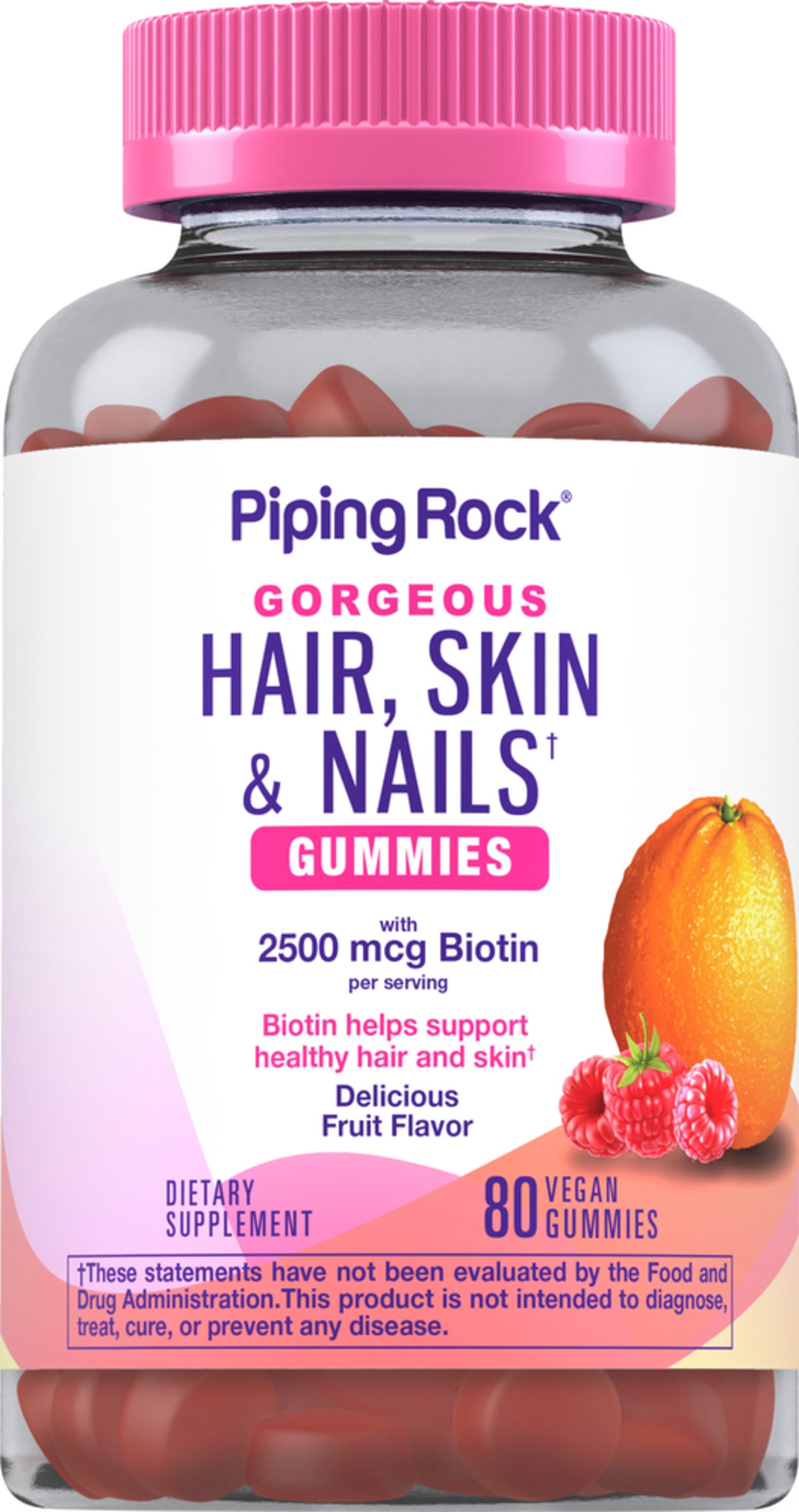 Hair, Skin & Nails Gummies (Delicious Fruit), 80 Vegan Gummies
