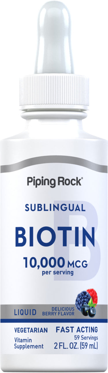 Liquid Biotin (Berry), 10,000 mcg, 2 fl oz (59 mL) Bottle