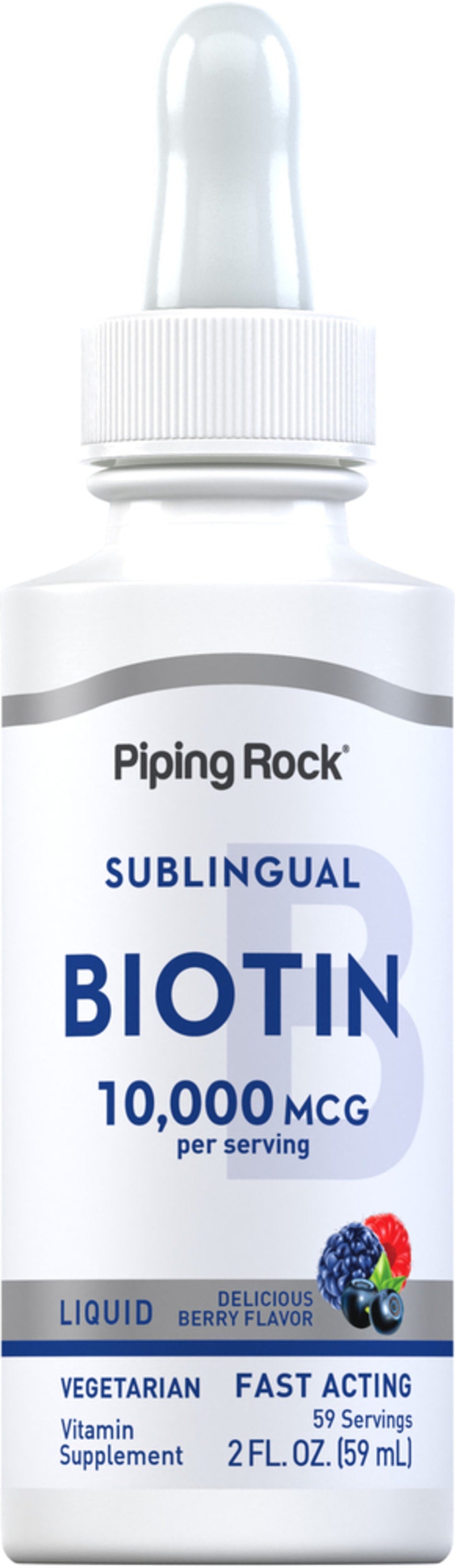 Liquid Biotin (Berry), 10,000 mcg, 2 fl oz (59 mL) Bottle