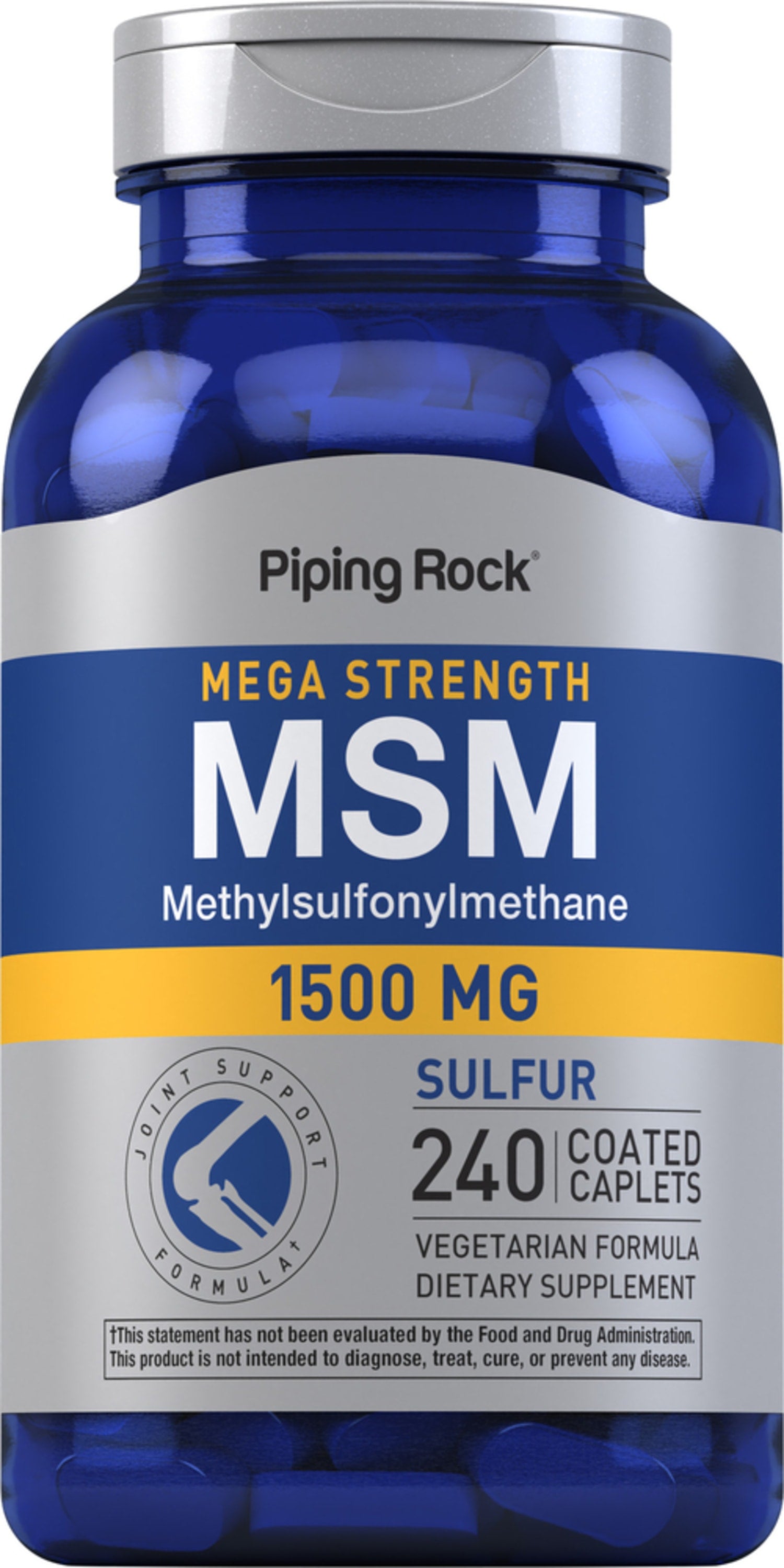 Mega MSM + Sulfur, 1500 mg, 240 Coated Caplets