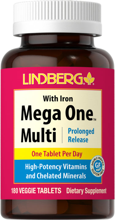 Mega One Multi With Iron (Prolonged Release), 180 Vegetarian Tablets