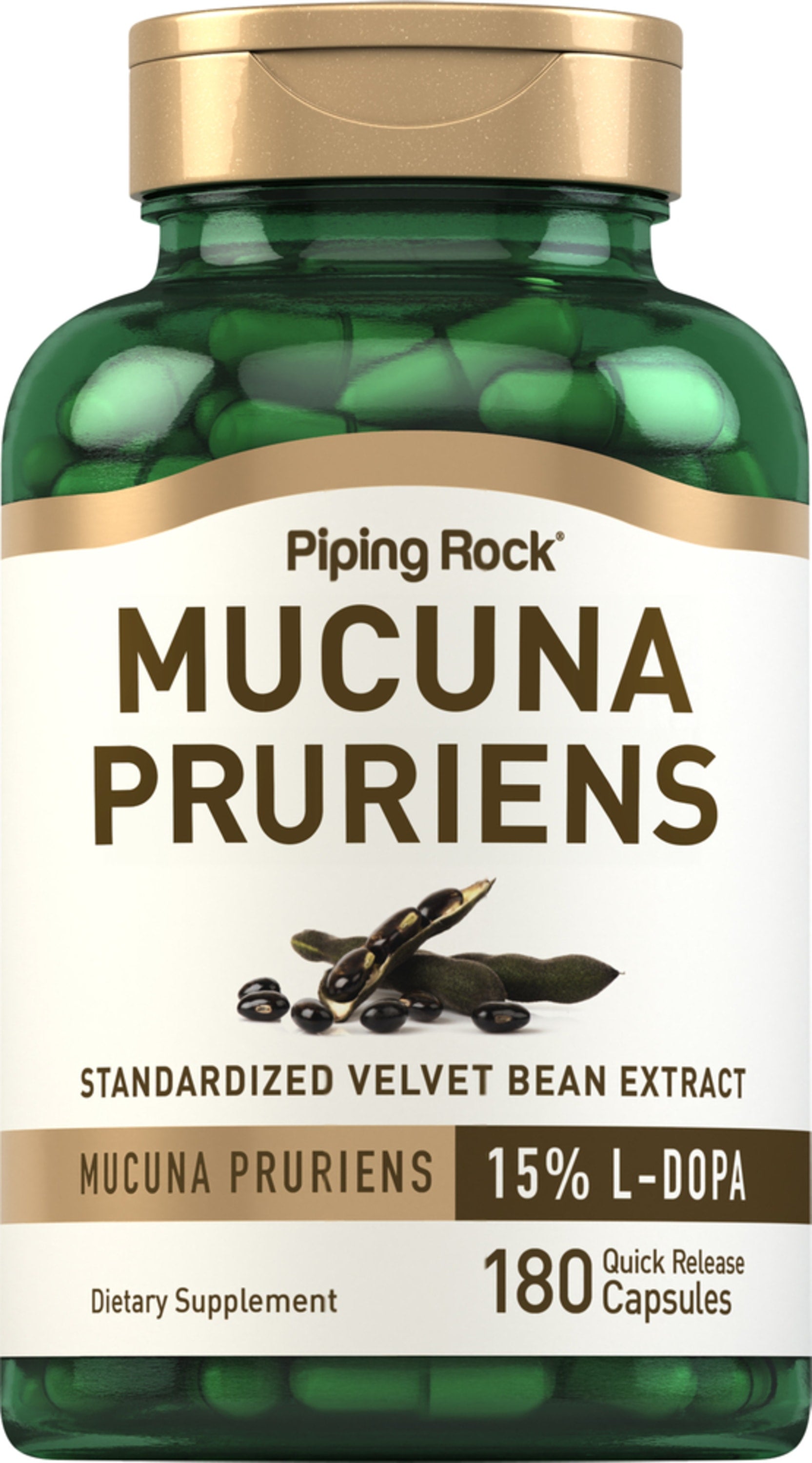 Mucuna Pruriens Standardized (Velvet Bean), 350 mg, 180 Quick Release Capsules