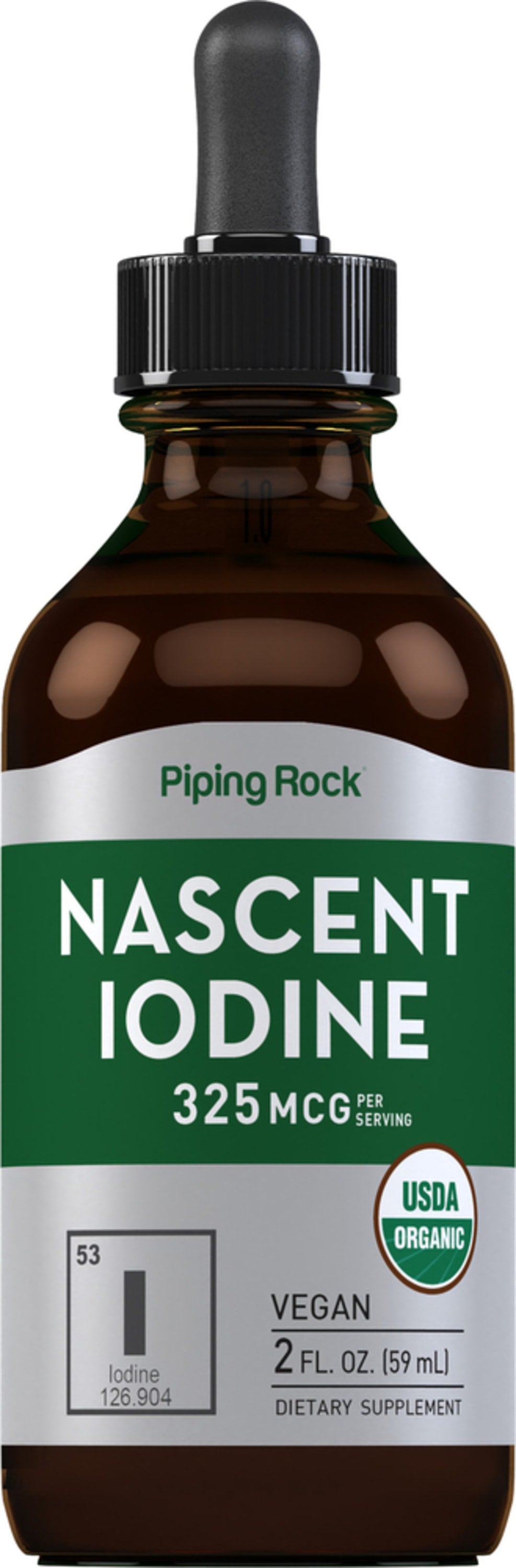 Nascent Iodine (Organic), 325 mcg (per serving), 2 fl oz (59 mL) Dropper Bottle