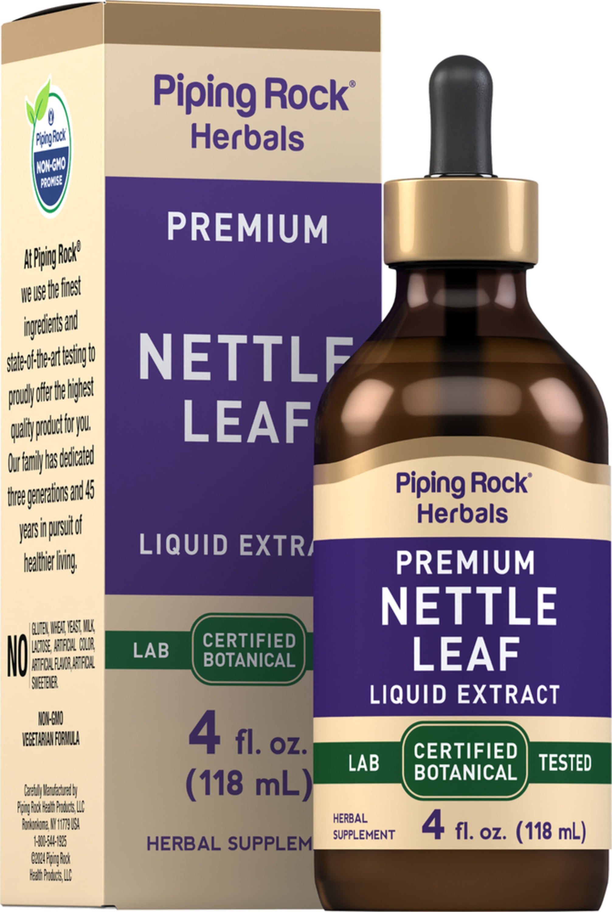 Nettle Leaf Liquid Extract Alcohol Free, 4 fl oz (118 mL) Dropper Bottle