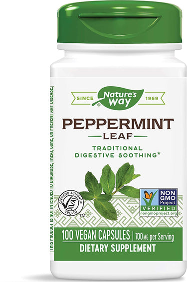 Peppermint Leaf, 700 mg (per serving), 100 Vegetarian Capsules