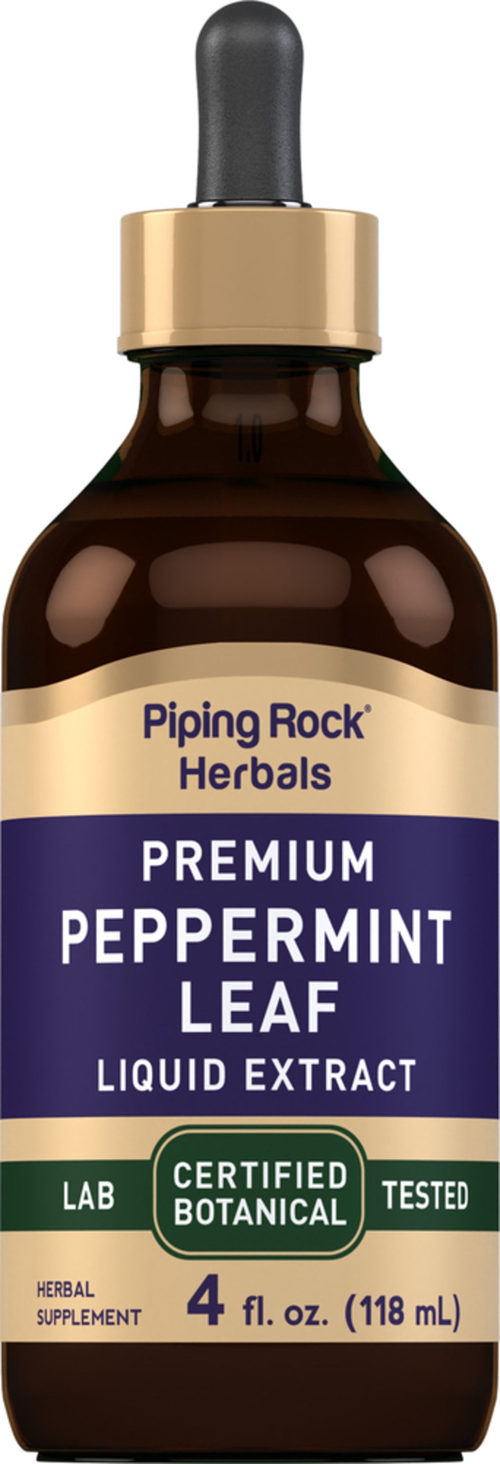 Peppermint Leaf Liquid Extract Alcohol Free, 4 fl oz (118 mL) Dropper Bottle