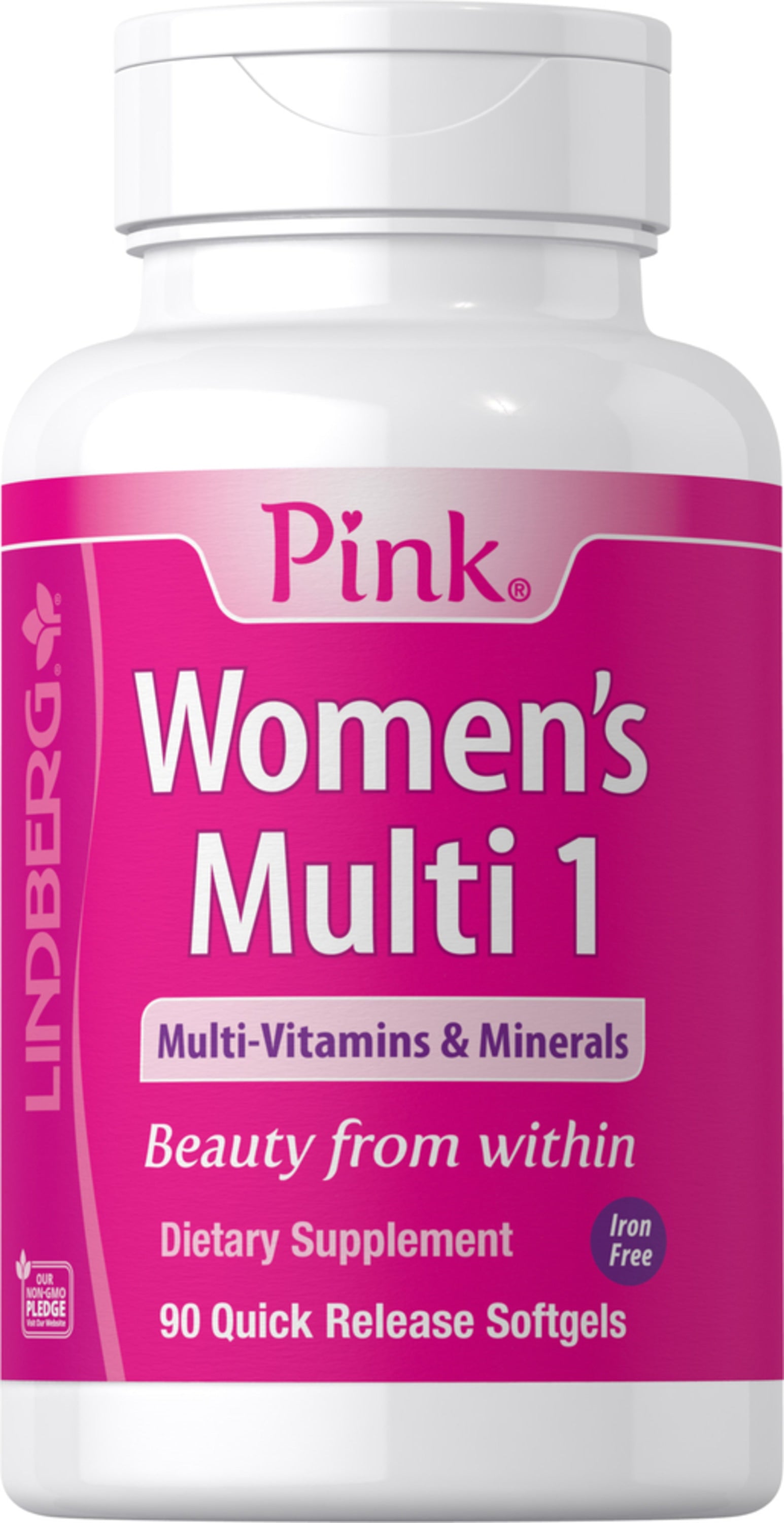 Pink Women's Multi 1 Iron Free, 90 Quick Release Softgels