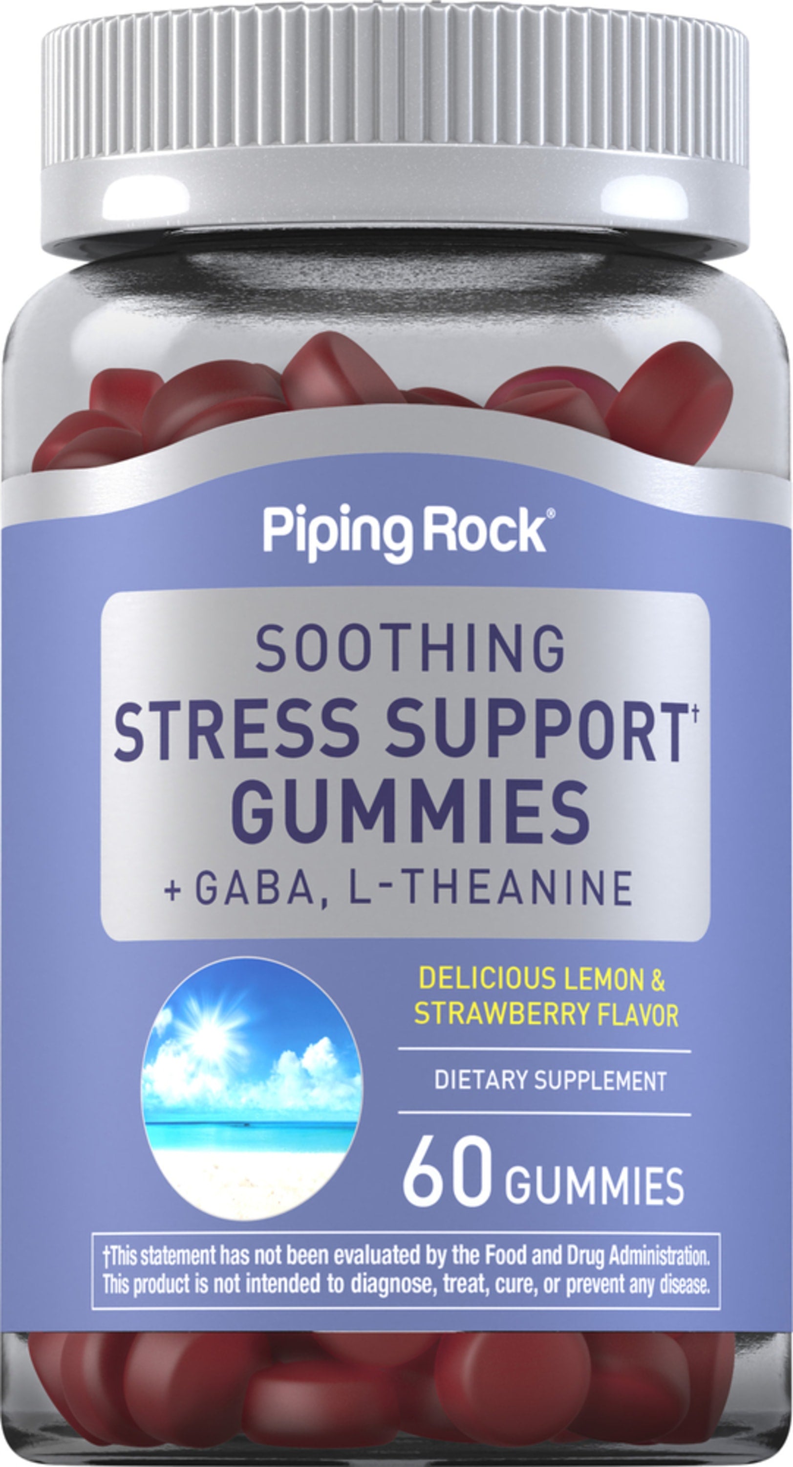 Soothing Stress Support + GABA & L-Theanine Gummies (Delicious Lemon & Strawberry), 60 Gummies