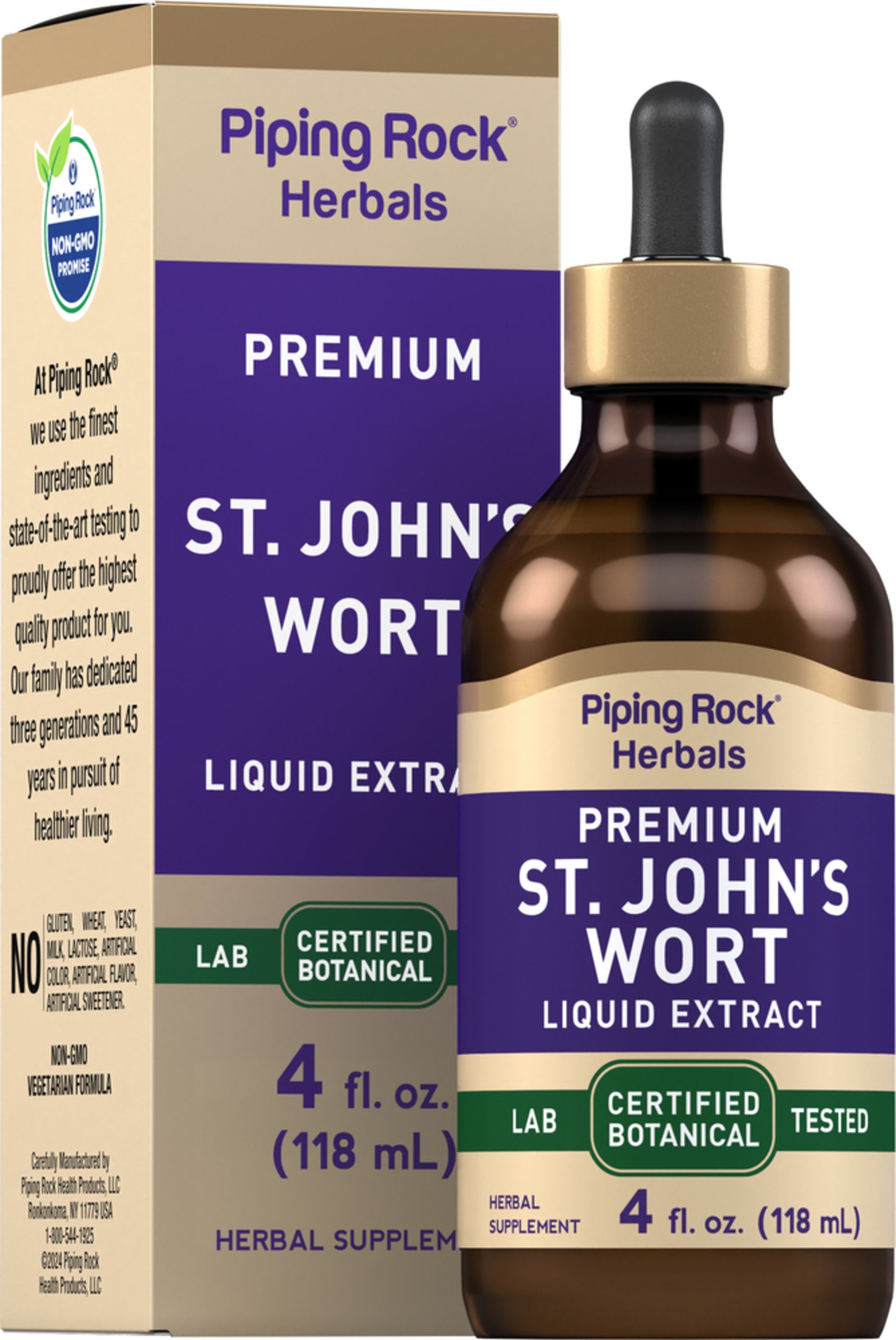 St. John's Wort Liquid Extract Alcohol Free, 4 fl oz (118 mL) Dropper Bottle