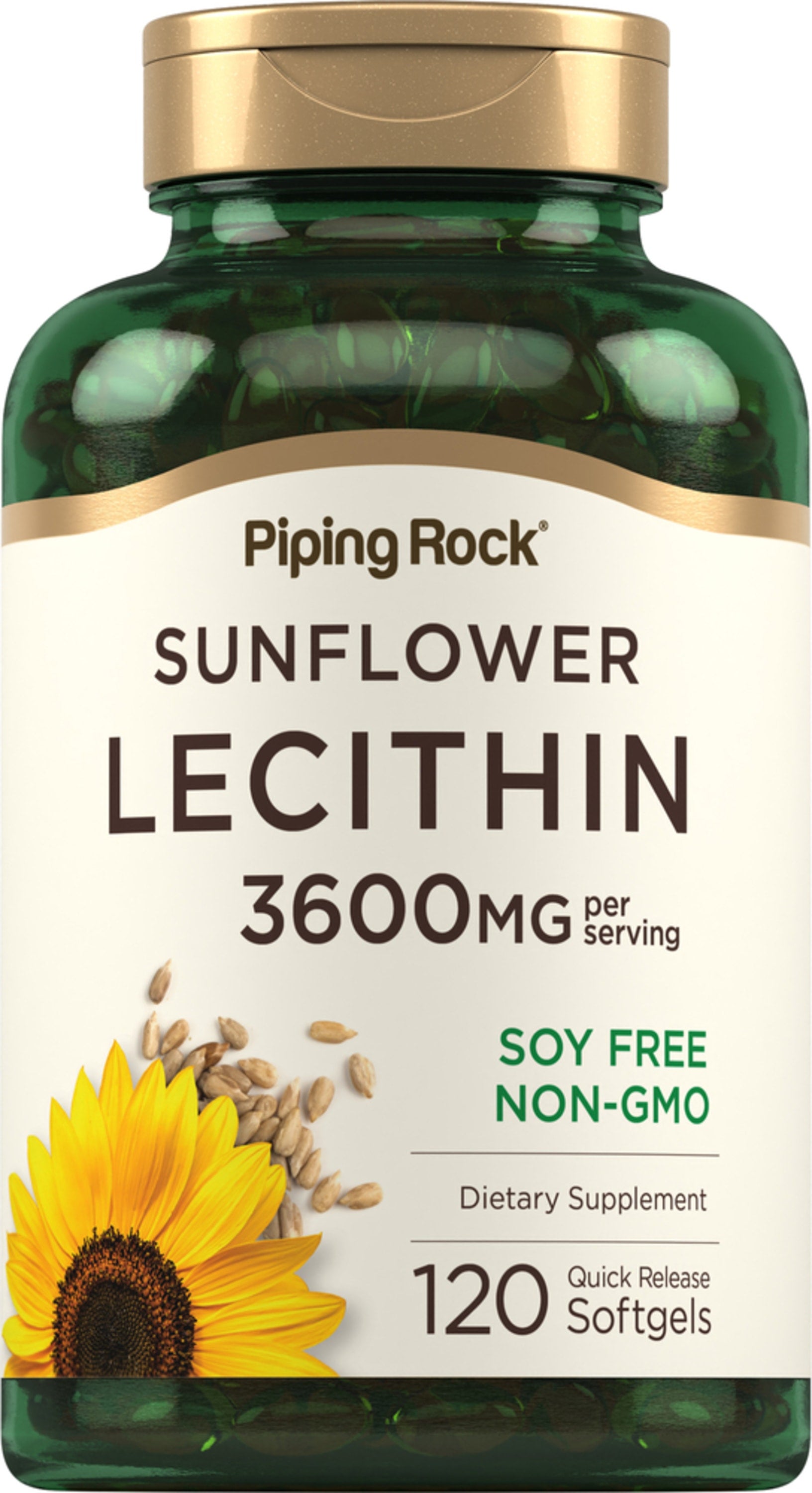 Sunflower Lecithin, 3600 mg (per serving), 120 Quick Release Softgels