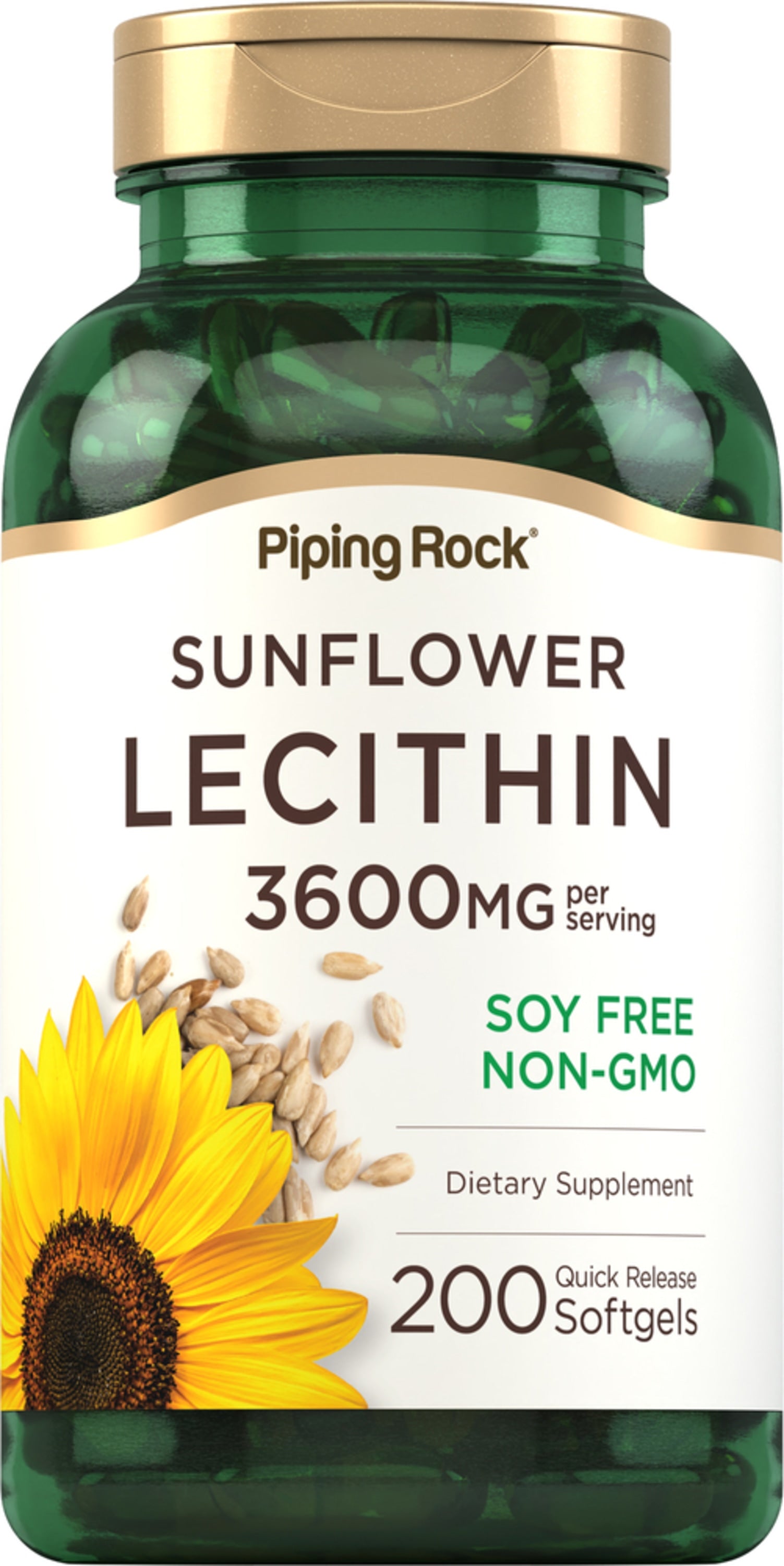 Sunflower Lecithin, 3600 mg (per serving), 200 Quick Release Softgels