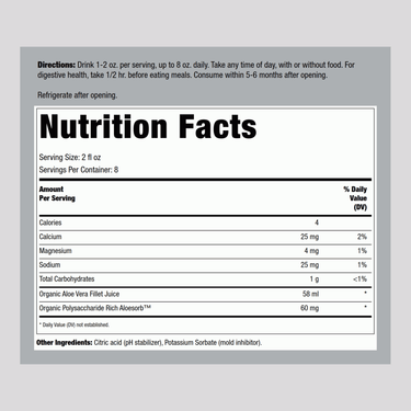 Aloe Vera Juice (Organic), 16 fl oz (473 mL) Bottle