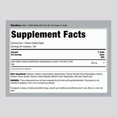 Garlinase 5000 Garlic Extract, 100 Enteric Coated Tablets