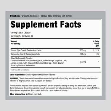 Ester-C with Citrus Bioflavonoids, 1000 mg, 90 Capsules