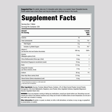 Super Acerola Plus Vitamin C  (Natural Berry), 500 mg, 250 Chewable Wafers