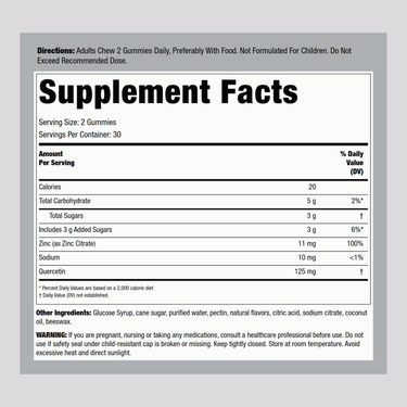 Quercetin + Zinc (Lemon) Gummies, 60 Gummies