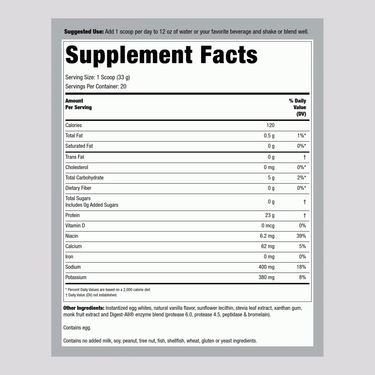 Egg White Protein (Vanilla), 24 oz (1.5 lb) Bottle