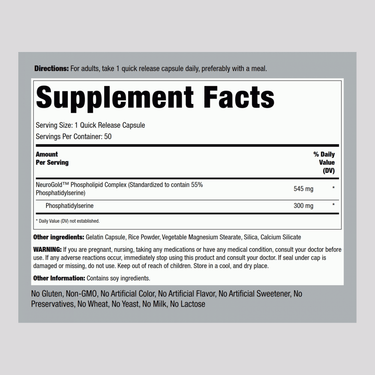 NeuroGold Phosphatidylserine, 300 mg, 50 Quick Release Capsules