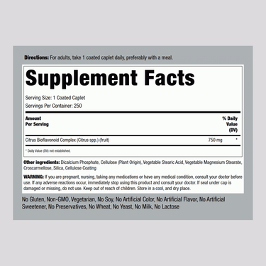 Citrus Bioflavonoids, 750 mg, 250 Coated Caplets