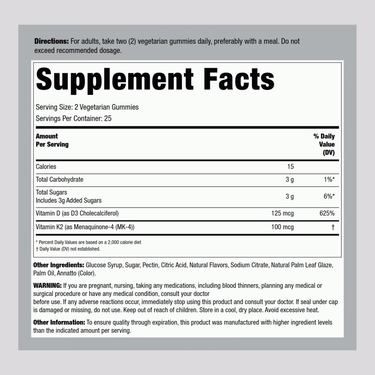 Vitamin D3 + K2 Complex (Peach Mango), 50 Gummies