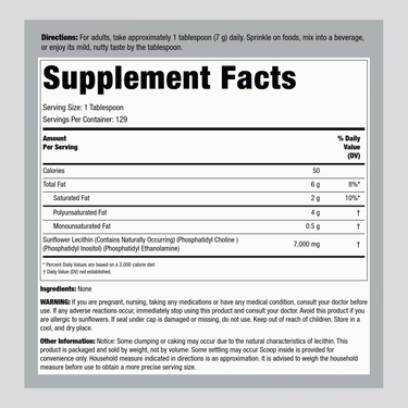 Sunflower Lecithin Powder (Non-GMO), 2 lbs (907 g) Bottle