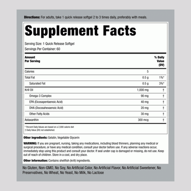 Krill Oil, 1000 mg, 60 Quick Release Softgels