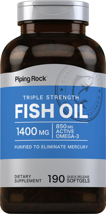 Triple Strength Omega-3 Fish Oil 1400 mg (850 mg Active Omega-3), 190 Quick Release Softgels