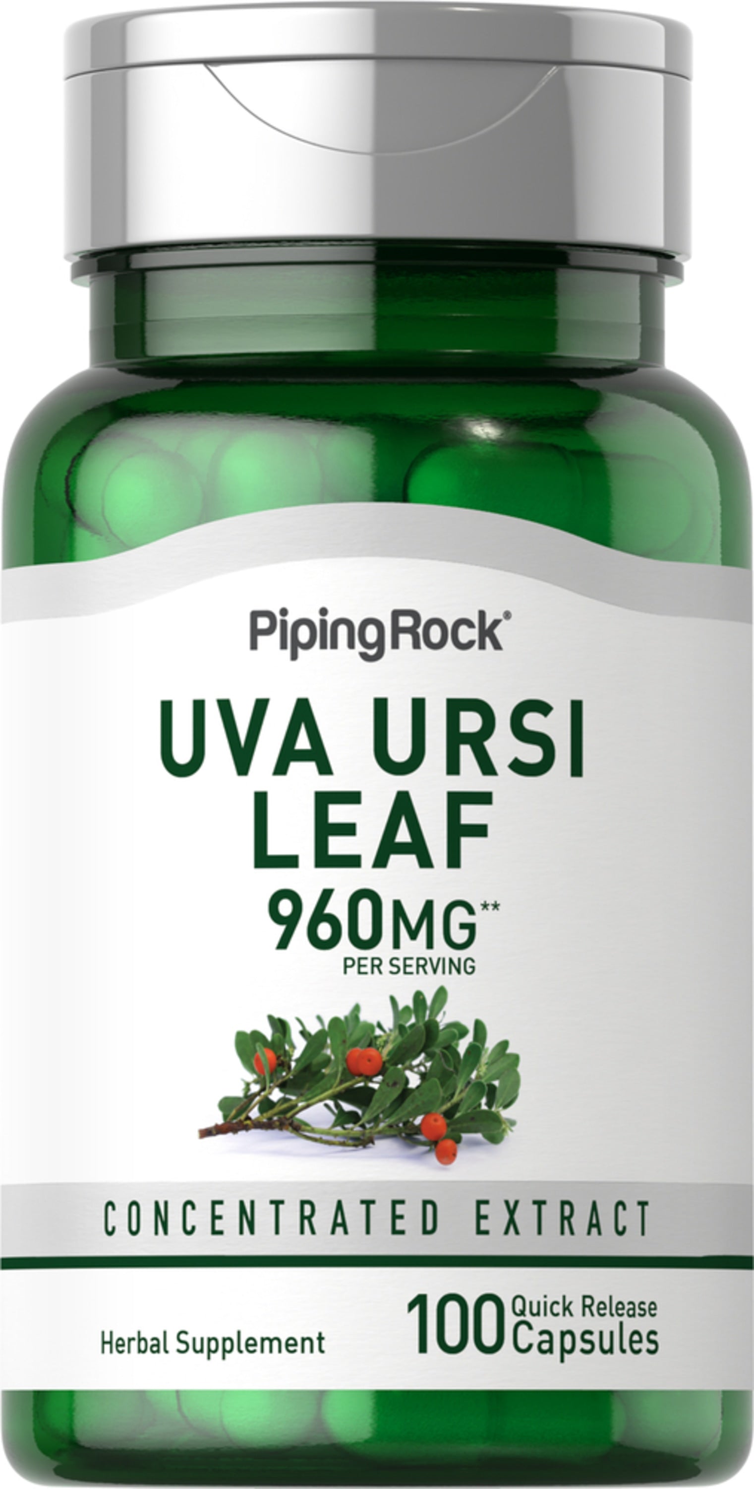 Uva Ursi Leaf (Bearberry), 960 mg (per serving), 100 Quick Release Cap