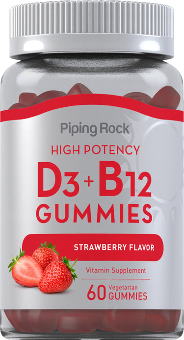 Vitamin D3 + B12 (Delicious Strawberry), 60 Vegetarian Gummies