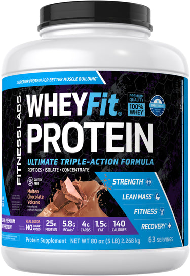 Whey Protein WheyFit (Molten Chocolate Volcano), 5 lb (2.268 kg) Bottle